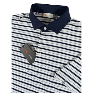 KJUS Luis Multi Stripe White Blue Golf Polo Shirt Comfort Fit‎ Men's XXL 56 NWT